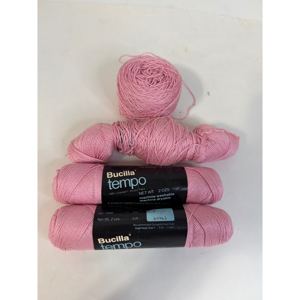 Bucilla Tempo Pink Acrylic Yarn 100% Creslan Art 7260 Col 150